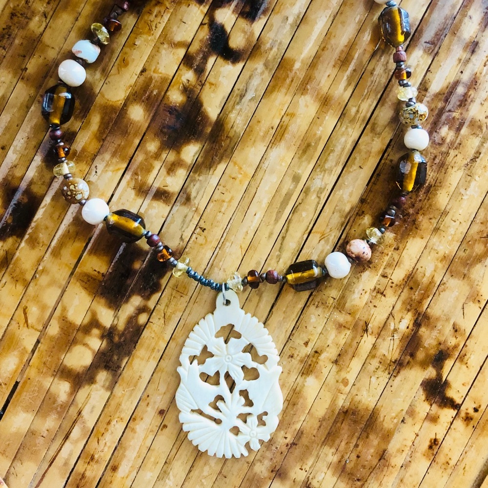 Vintage Beaded Necklace and Pendent